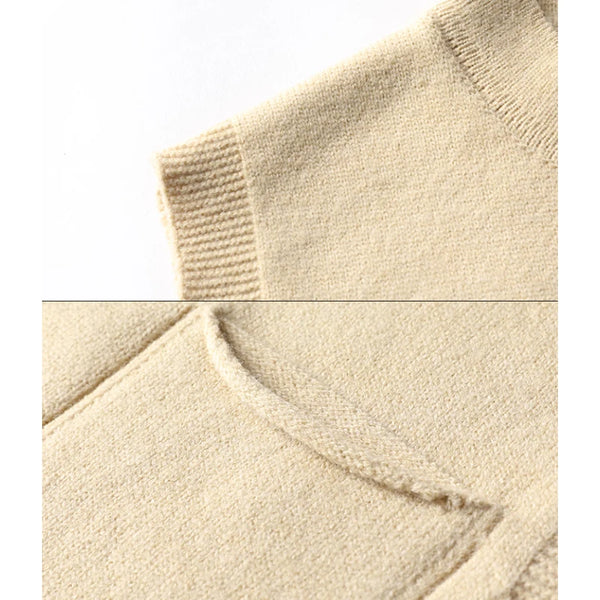 Men's Stand-Up Collar Knitted Vest with Button Front and Patch Pocket Spring and Autumn Pullover Knit Sweater