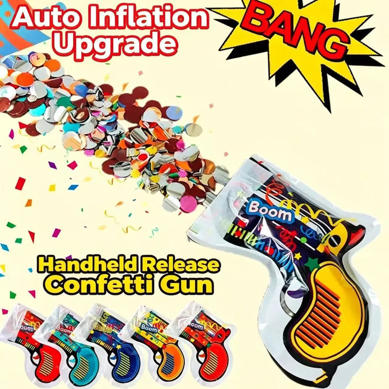 Handheld Inflatable Confetti Gun Party Popper Safe Confetti Shooter for Wedding Birthday Graduation Kids Party Celebrations