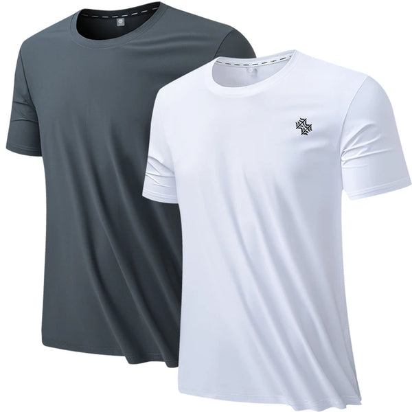 2pcs Men/Woman Breathable Fast Drying Running Sports Fitness Breathable Comfortable Short Sleeve T-Shirt Casual Light Gym Tops