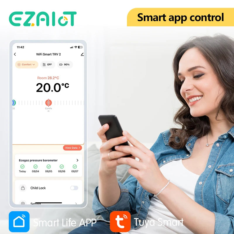 Smart Thermostat TRV Radiator Valve Zigbee/WiFi Tuya Actuator Head Remote Temperature Controller Voice Control Alexa Google Home