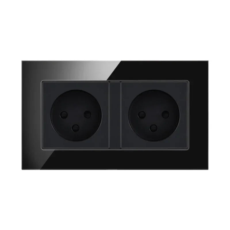 Israel Standard Black Square Tempered Glass 16A Power Wall Socket, 220V IL Plug Adapter Electric Outlet 86mm*86mm