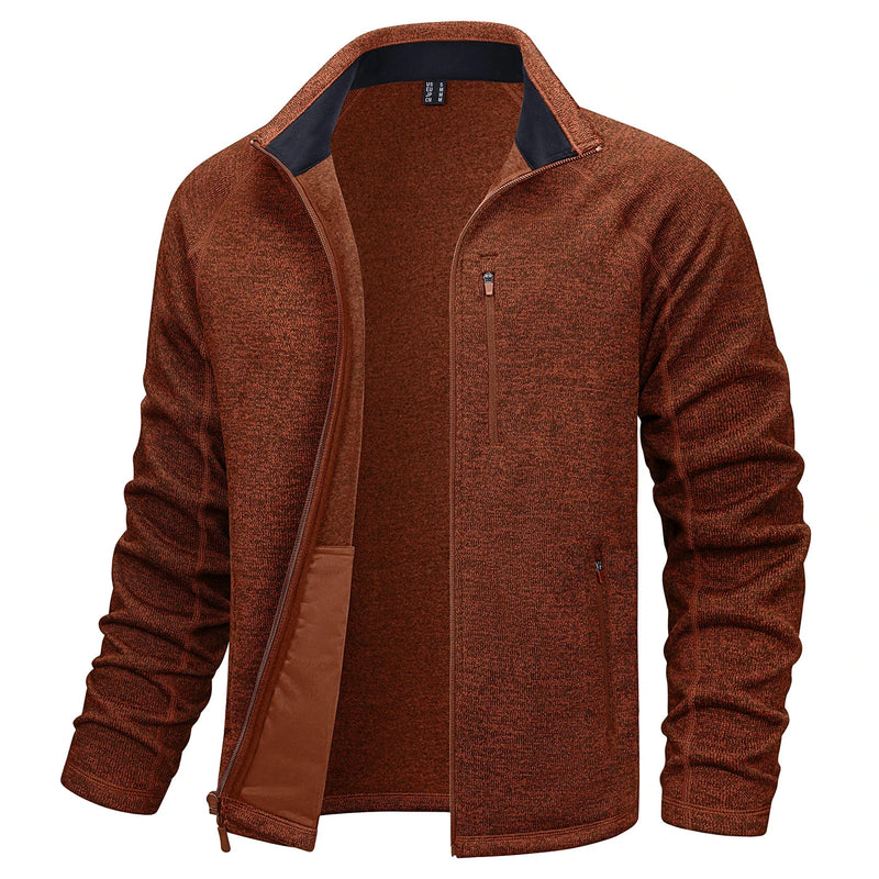 TACVASEN Full Zip Knitted Sweater Mens Stylish High Quality Soft Warm Fleece Jacket Spring Hiking Sports Casual Coat Male