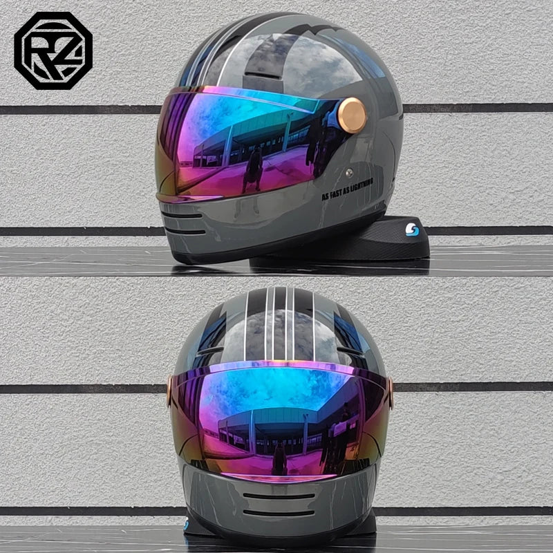 ORZ motorcycle helmet retro cruise full helmet personalized ghost knight helmet ABS material