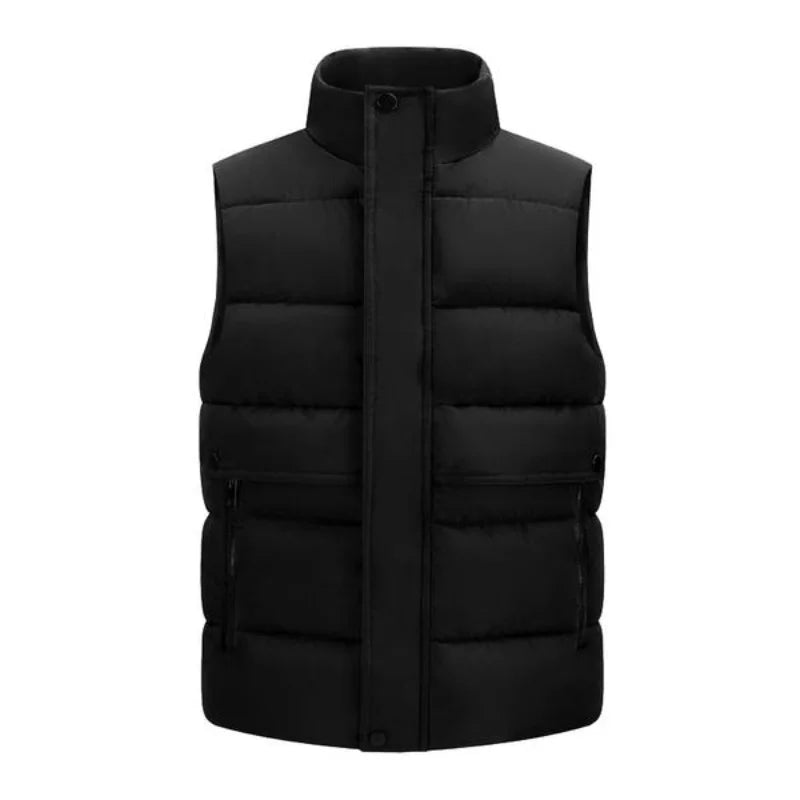 Winter High-density T400 Small-interval Warm Cotton-padded Vest Double Front Flap with Snap Buttons and Zippers