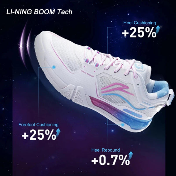 ស្បែកជើងវាយសី Li-Ning Unisex SAGA III PRO BOOM Cushion បន្ទះកាបូន-ជាតិសរសៃ LiNing សម្រាប់បុរស និងស្ត្រី ស្បែកជើងប៉ាតាប្រកួតប្រជែង AYAV001