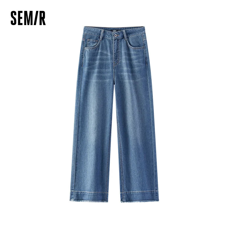 Semir Women Jeans Cooling 2026 Wide Leg Raw Hem Ankle Length Urban Casual Everyday Style Soft Comfortable Daily Wear Trendy