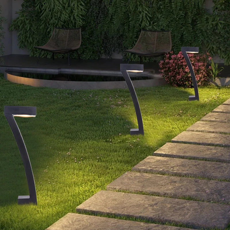 4pc 7-Shaped Solar Garden Light LED Lawn Pathway Decorative Lamp Solar-Powered Outdoor Lighting for Yard Patio Driveway