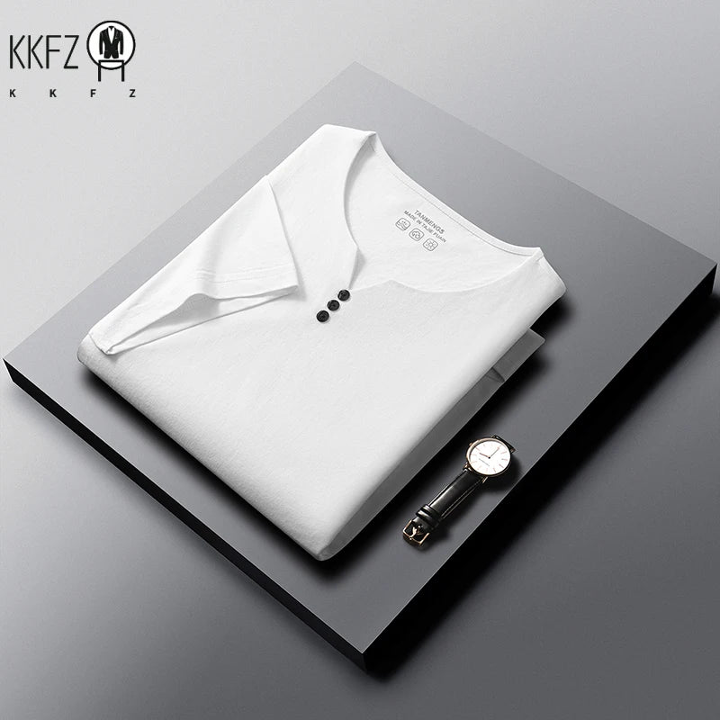 Men Henley Neck T Shirt With Classic Placket Short Sleeve Ideal For Everyday Office Work And Casual Wear Activities