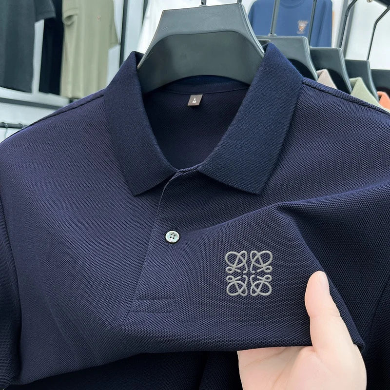 Men's Summer Luxury Brand Cotton 100% Polo Shirt Lapel Printing Short Sleeves T-Shirt Business Leisure Ventilate Men's Clothing
