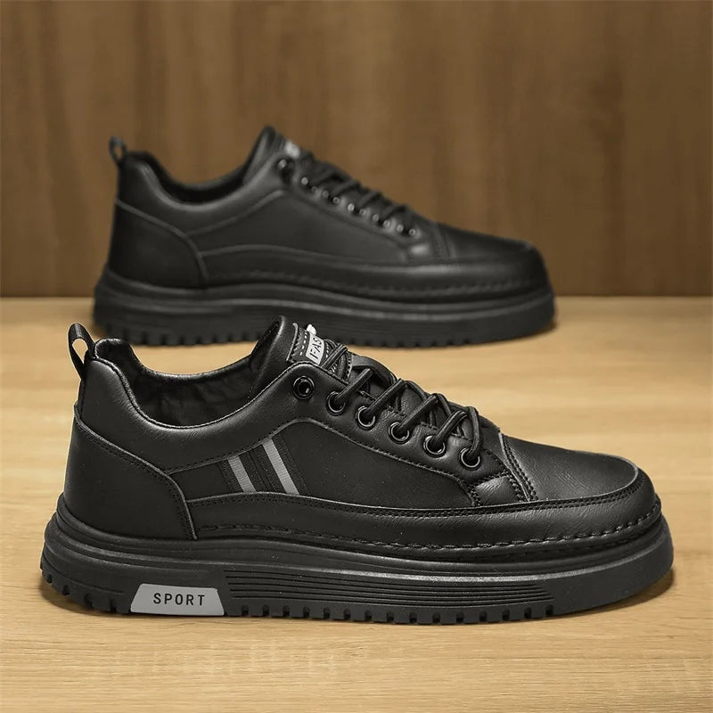 Students casual white shoes spring soft-sole anti-slip breathable flat outdoor walking shoes men's thick-sole sports board shoes