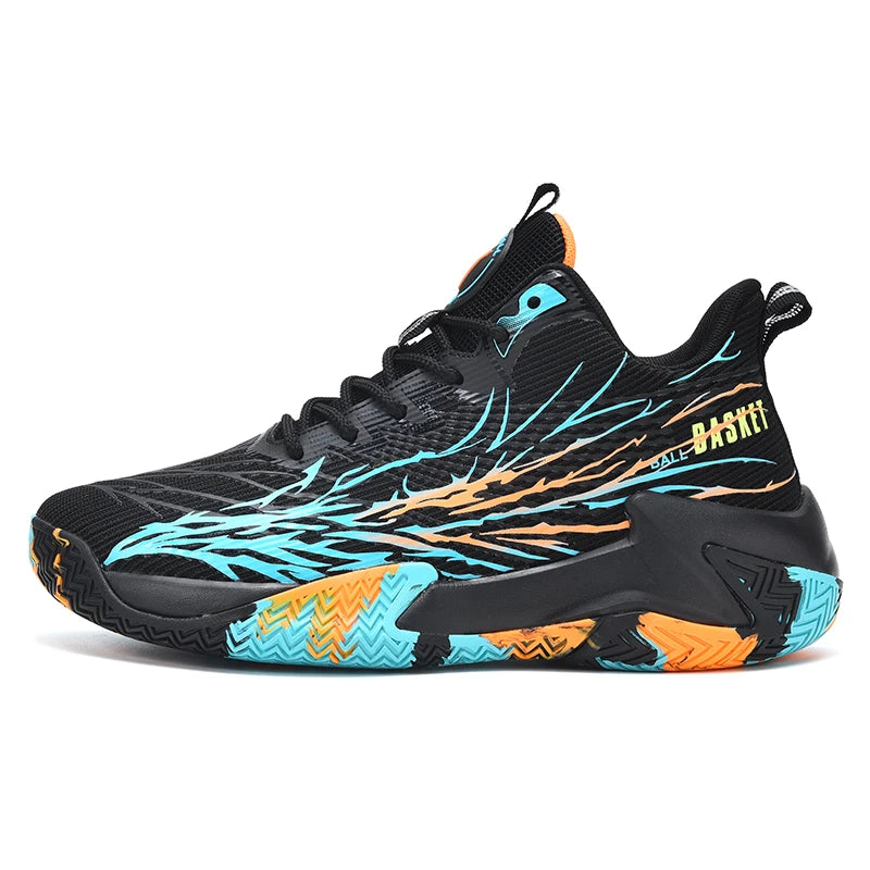 Men Basketball Shoes Flat Bottom Anti Slip Rebound Light Practical Sneakers Fashion Mesh Breathe Competitions Basketball Boots