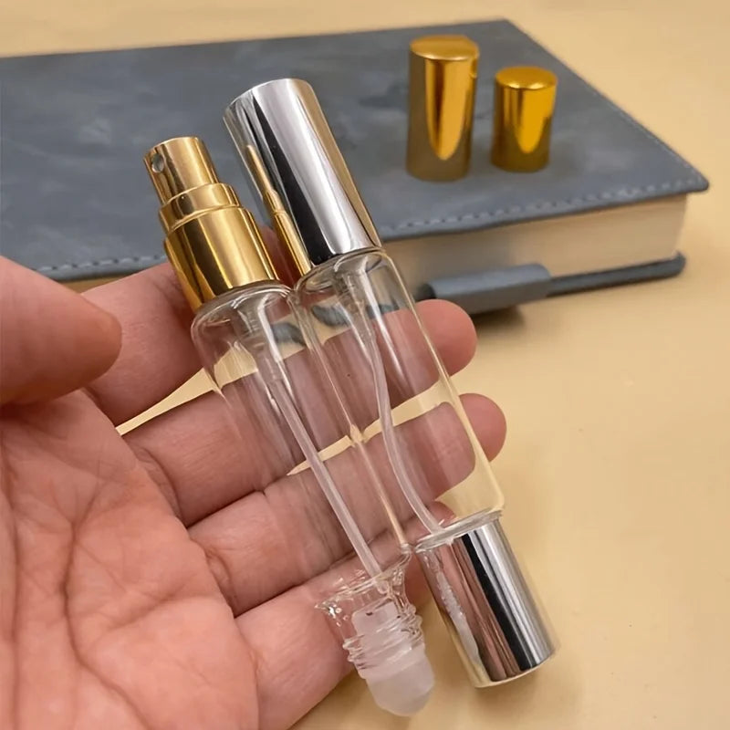 2pcs 0.34oz Dual-Use Perfume Spray Bottles with Rollers | Portable Fragrance Dispenser | Refillable Spray Bottle