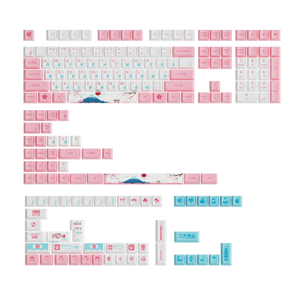 AKKO World Tour Tokyo R2 Multi-Language SE 185-Key Cherry Profile Keycap Set PBT Dye-Sublimation Full Keycaps Set