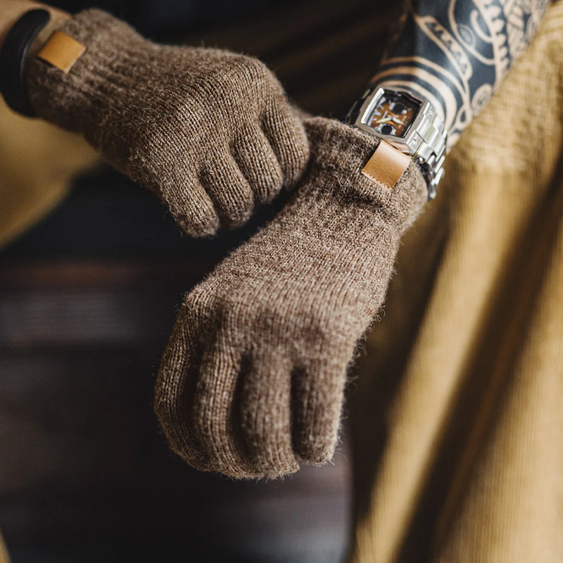 Maden Vintage Polar Fleece Gloves Touchscreen Individual Fingers Ribbed Cuff Windproof Warm Gloves Unisex Gift for Fall Winter