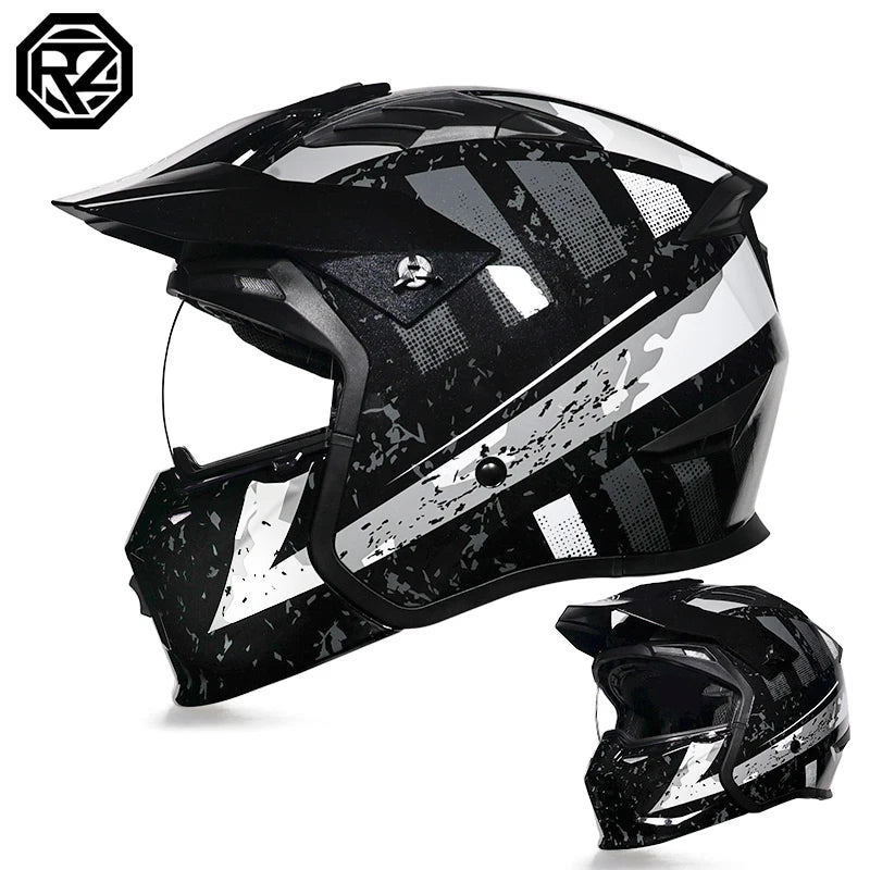 ORZ-163 Classic retro motorcycle full face helmet, detachable sun hat, Brim windproof lens, retro chopper helmet, DOT certified