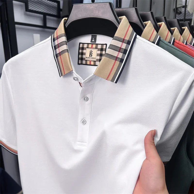 Luxury Brand Man Short-Sleeved Polo Shirt Lapel Button Spring Hot Polo Shirt Business Casual Clean Wrinkle-Resistant Men's Wear