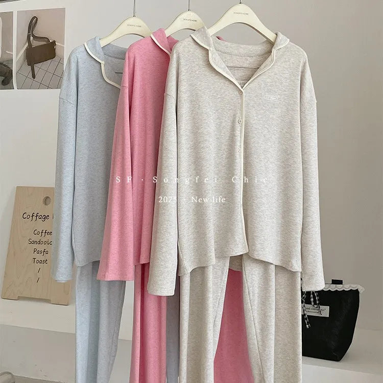 ឈុតអាវក្រៅ Lazy Style សម្រាប់នារី រដូវស្លឹកឈើជ្រុះ រដូវរងា ខោ ឈុតអាវក្រៅសម្រាប់នារី សម្លៀកបំពាក់នៅផ្ទះ
