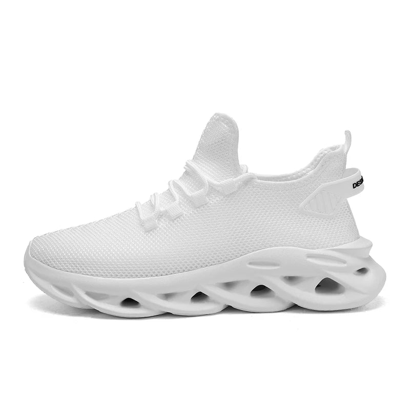 Men Sports Shoes Fashionable Soft Summer Mesh Breathable Outdoor Fitness Shoes Thick Sole Rebound Comfortable Tennis Shoes Man