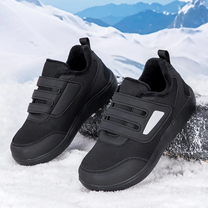 Men Women Winter Walking Shoes Fleece Lined Warm Elderly Sneakers Extra Wide Toe Non Slip Diabetic Shoes Adjustable Strap