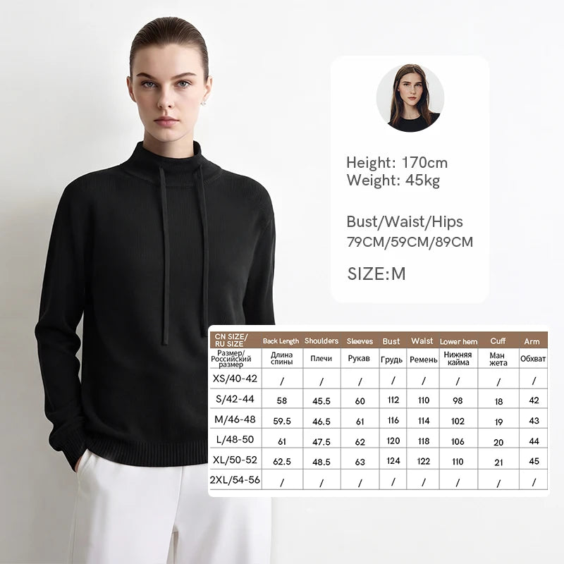 Amii Turtleneck Long Sleeve Knitted Pullover Women's Sweater Loose Fit Drop Shoulder Business Casual Minimalist Top 12623039