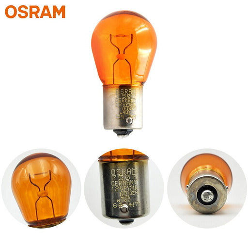 OSRAM Original PY21W 1156 Car Metal Bases Amber Turn Signals Reverse Lamps OEM Auto Brake Bulbs S25 21W 12V 7507 Wholesale 10pcs