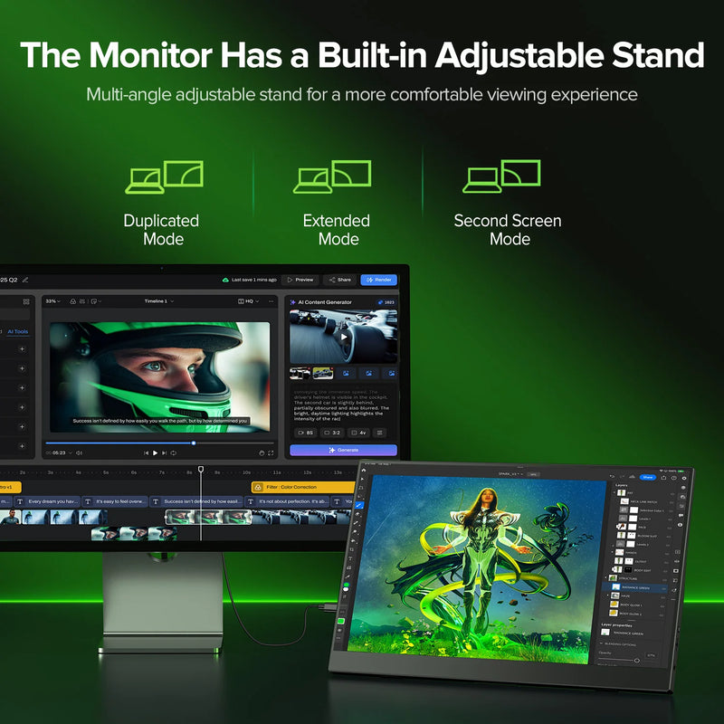 អេក្រង់ទំហំ 15.6 អ៊ីញ IPS 1920X1080 FHD អេក្រង់ថែរក្សាភ្នែកសម្រាប់ការធ្វើដំណើរ អេក្រង់លេងហ្គេម USB C ឧបករណ៍បំពងសម្លេងពីរ អេក្រង់ខាងក្រៅសម្រាប់កុំព្យូទ័រយួរដៃ MINI PC
