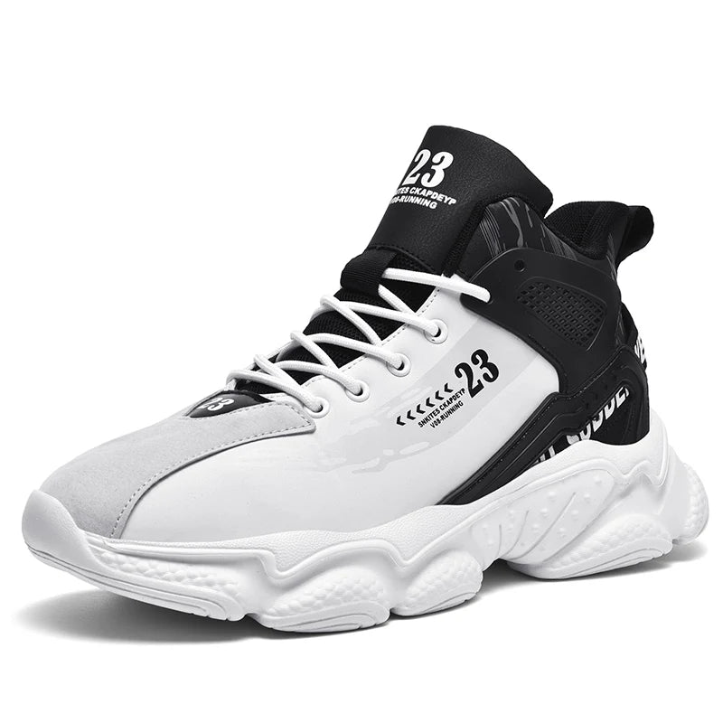 Mens Running Shoes 2026 New High Top Thick Bottom Non-Slip Lace-up Trendy Daily Leisure Comfortable Sneakers for Men