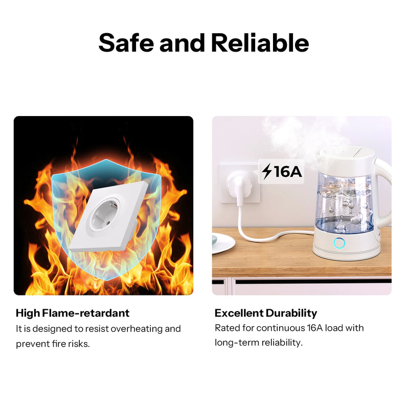 SONOFF WS01STPF-E Type F Fusion Series Non-Smart Wall Socket 16A Max Flame-retardant Casing Up to 20000 cycles Child-Safety Lock