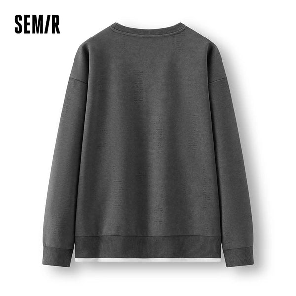 អាវយឺត Semir សម្រាប់បុរស ធ្វើពីរោមចៀម រចនាបថចម្រុះពណ៌ កមូល រលុង ទាន់សម័យ 2026 សម្លៀកបំពាក់ប្រចាំថ្ងៃរដូវរងាថ្មី