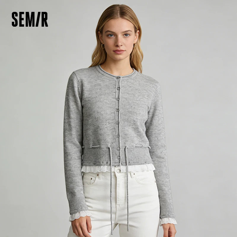 Semir Cute Cardigan Women 2026 Spring Sweet New Year Style Casual Comfortable Versatile Fashion Knitwear Daily Wear Top