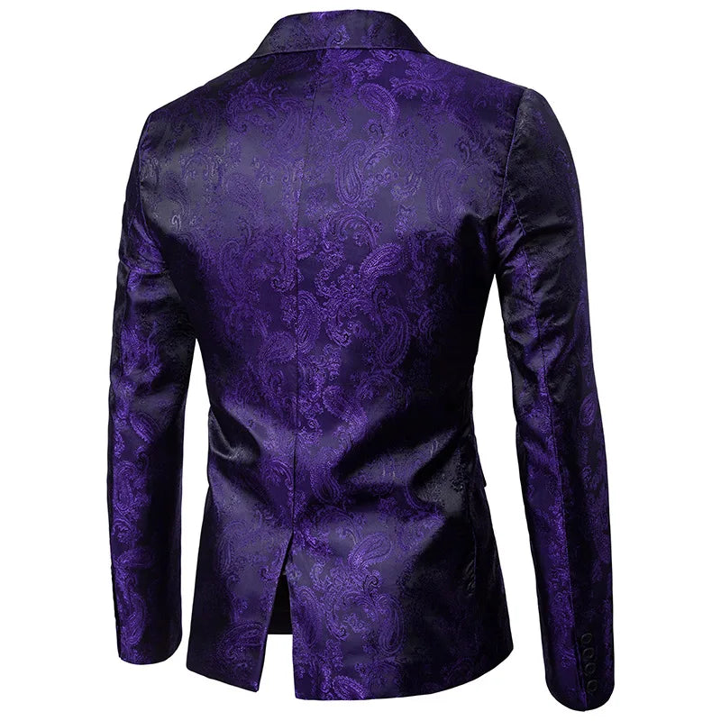 2026 Spring Lightweight Men's Purple Suit Two-Piece Set, Wedding Party Formal Jacket with Trousers. Yellow, Blue, Red Available