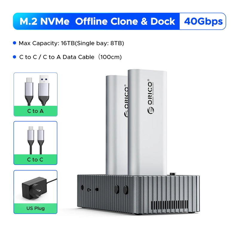 ORICO USB4 Internal SSD Duplicator Docking Station 40Gbps M.2 NVMe SSD Clone Docking Station 2/4 Bay Offline Clone SSD Enclosure
