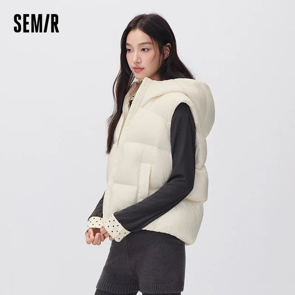 អាវកាក់ Semir សម្រាប់ស្ត្រី ៩០ ភាគរយ ធ្វើពីរោមសត្វទន់ រាងប៉េងប៉ោង រាងរលុង ធន់នឹងទឹក ងាយស្រួលពាក់ ថ្មីឆ្នាំ ២០២៦