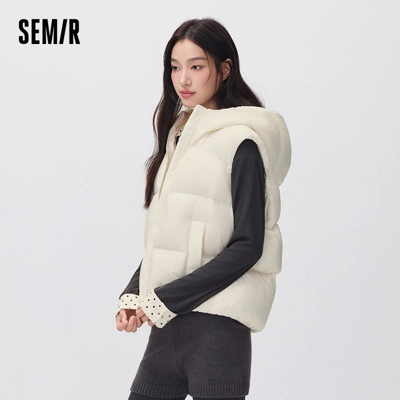 អាវកាក់ Semir សម្រាប់ស្ត្រី ៩០ ភាគរយ ធ្វើពីរោមសត្វទន់ រាងប៉េងប៉ោង រាងរលុង ធន់នឹងទឹក ងាយស្រួលពាក់ ថ្មីឆ្នាំ ២០២៦