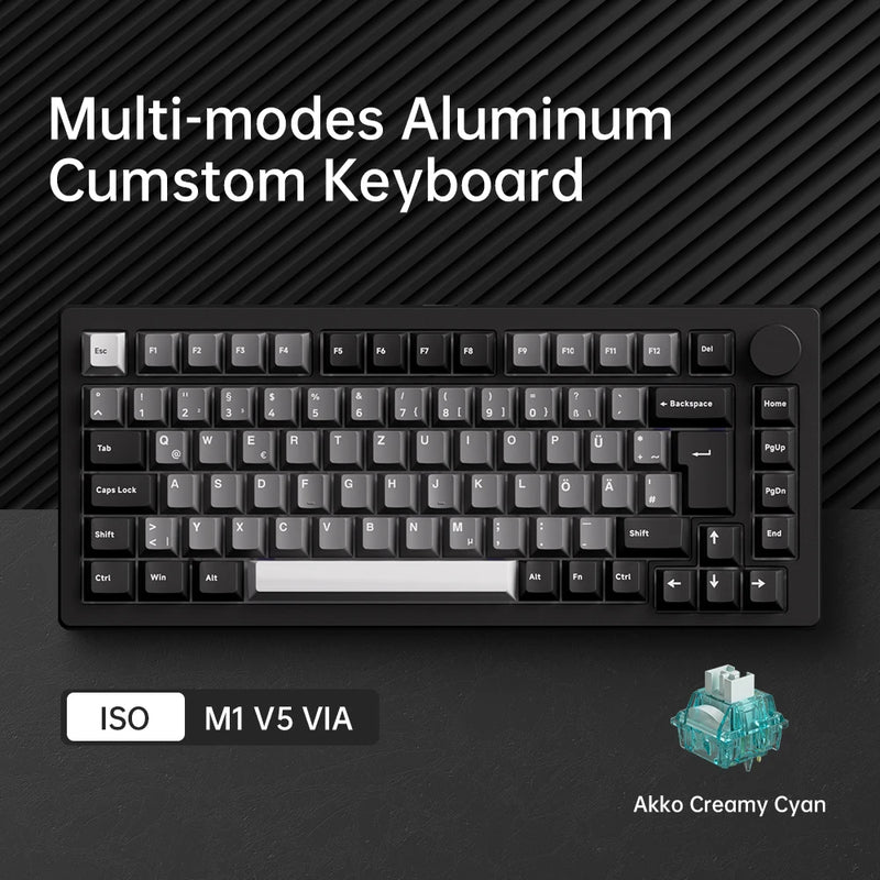 Akko MonsGeek M1 V5 Tri-mode Mechanical Keyboard VIA 75% ANSI/ISO 3/5 Pins Customized Hot-swappable RGB Rapid Disassemble Gasket