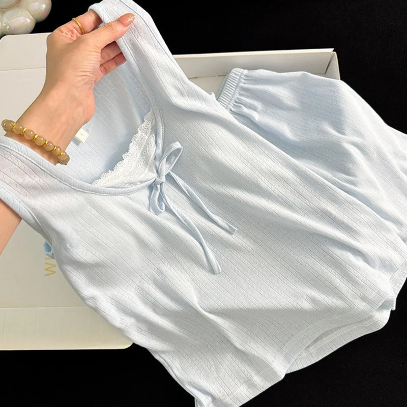 Thin Loungewear Sets Women Pajama Night Wear for Ladies Night Wears Homewear New Summer Wear Sleeveless Sleepwear Pyjama Set