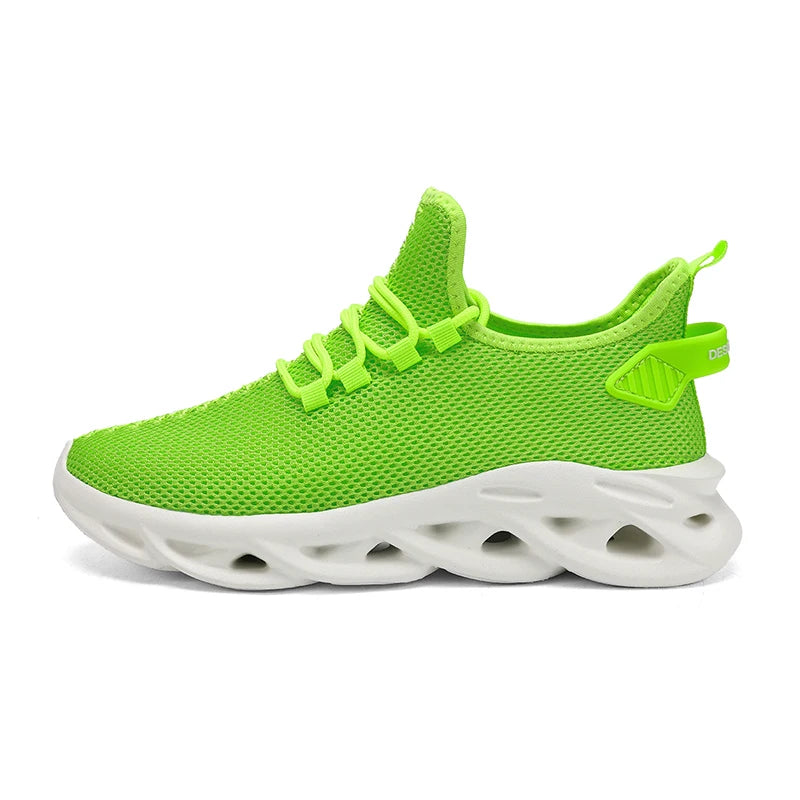 Men Sports Shoes Fashionable Soft Summer Mesh Breathable Outdoor Fitness Shoes Thick Sole Rebound Comfortable Tennis Shoes Man