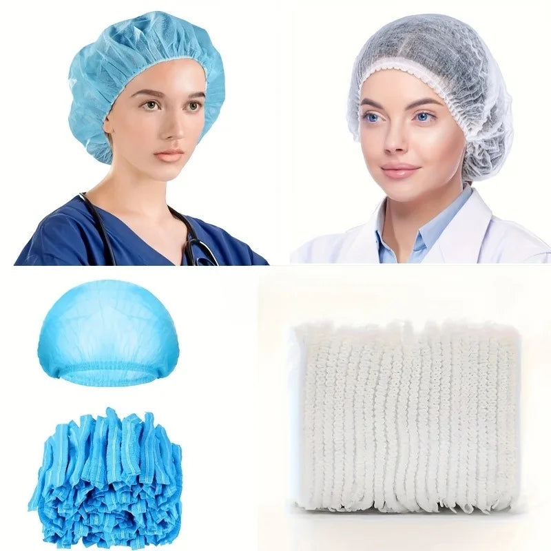 10/20pcs Disposable Non-woven Hat,Kitchen, Factory Hair Net,Workshop Dustproof Breathable Strip Hat,Drawstring Closure.