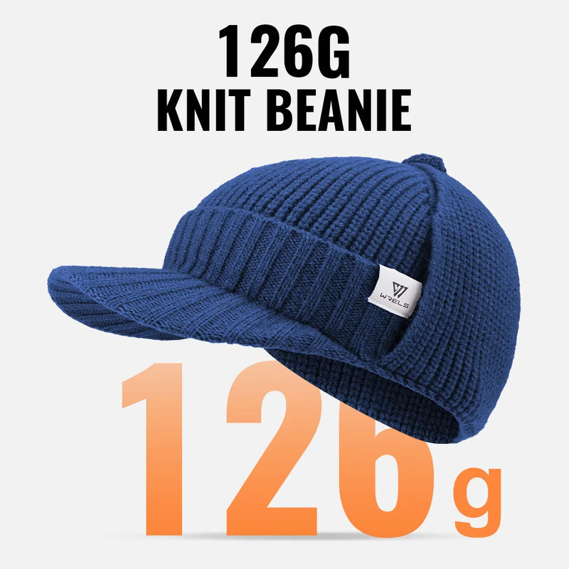 WRELS Unisex Winter Hat with Earflap Warm Knit Soft Beanie Fleece Lined Thermal Thickened Windproof Cold-proof Cycling Ski Hat