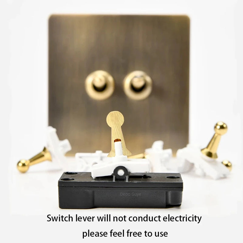 86 Type Retro Wall Momentary Reset Switch Brass Lever 1-4 Gang Bronzed Antique Switches Stainless Steel Panel For Home
