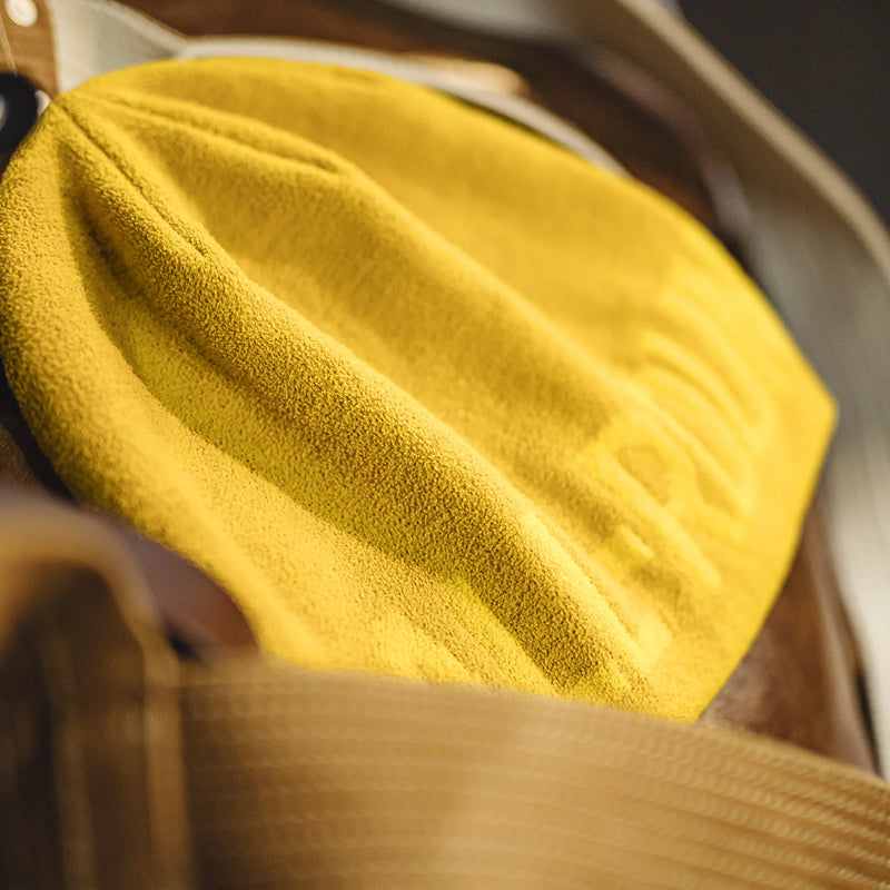 Maden Yellow Jacquard Knit Beanie Soft Fleece Lined Winter Hat Outdoor Daily Cold Cap Thermal Large Size for Men