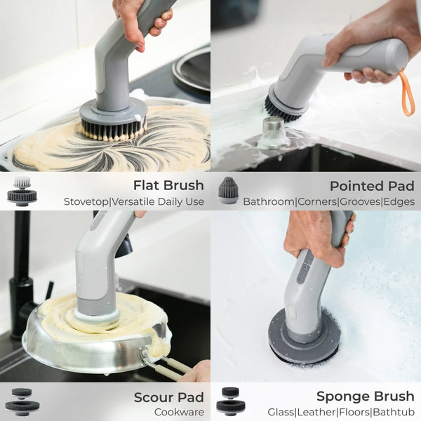 FLEXTAIL X VOLLYC Electric Cleaning Brush - Cordless Power Scrubber, IPX8 Waterproof, 120Min Runtime for Bathroom, Kitchen & car