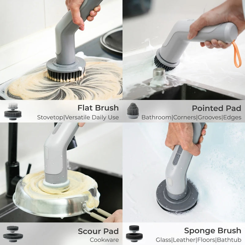 FLEXTAIL X VOLLYC Electric Cleaning Brush - Cordless Power Scrubber, IPX8 Waterproof, 120Min Runtime for Bathroom, Kitchen & car