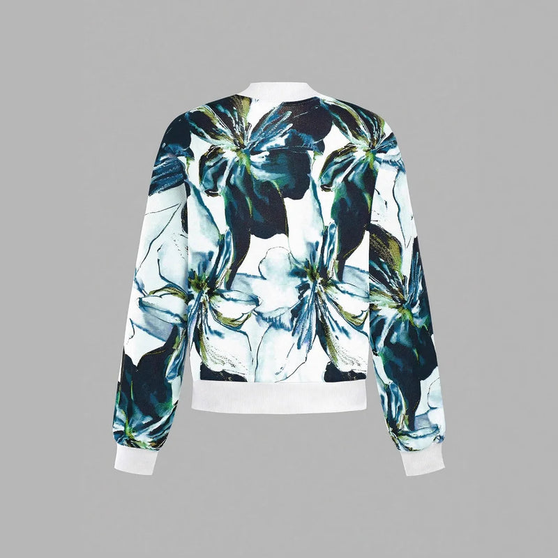2026 New Women's Purple Long-Sleeve Printed Jacket, Green Baseball Collar Casual Coat, European Sizes S-XXL.