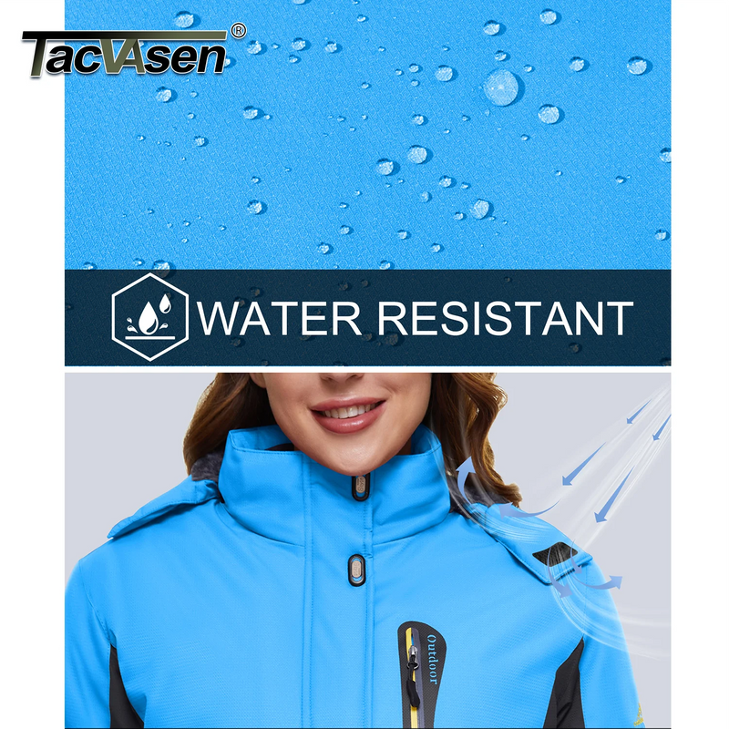 TACVASEN Winter Fleece Lined Ski Snowboard Jacket Womens Waterproof Themal Hiking Jacket Work Coat Windbreaker Parka Raincoat