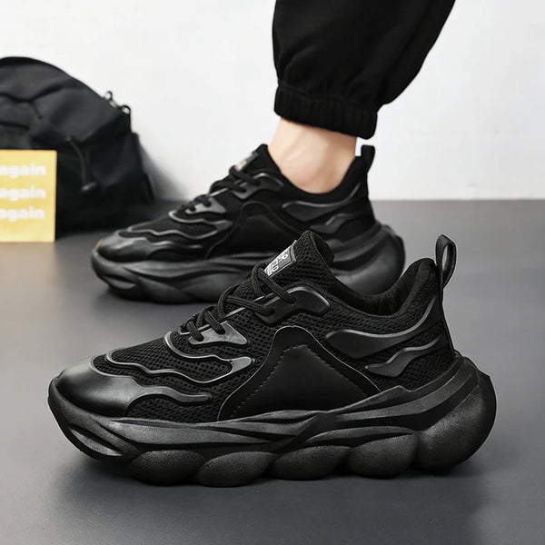 Chunky Sneakers Four Seasons Men's Breathable Lightweight Soft Sole Comfort Outdoor Thick Sole Casual Speed Running Sports Shoes