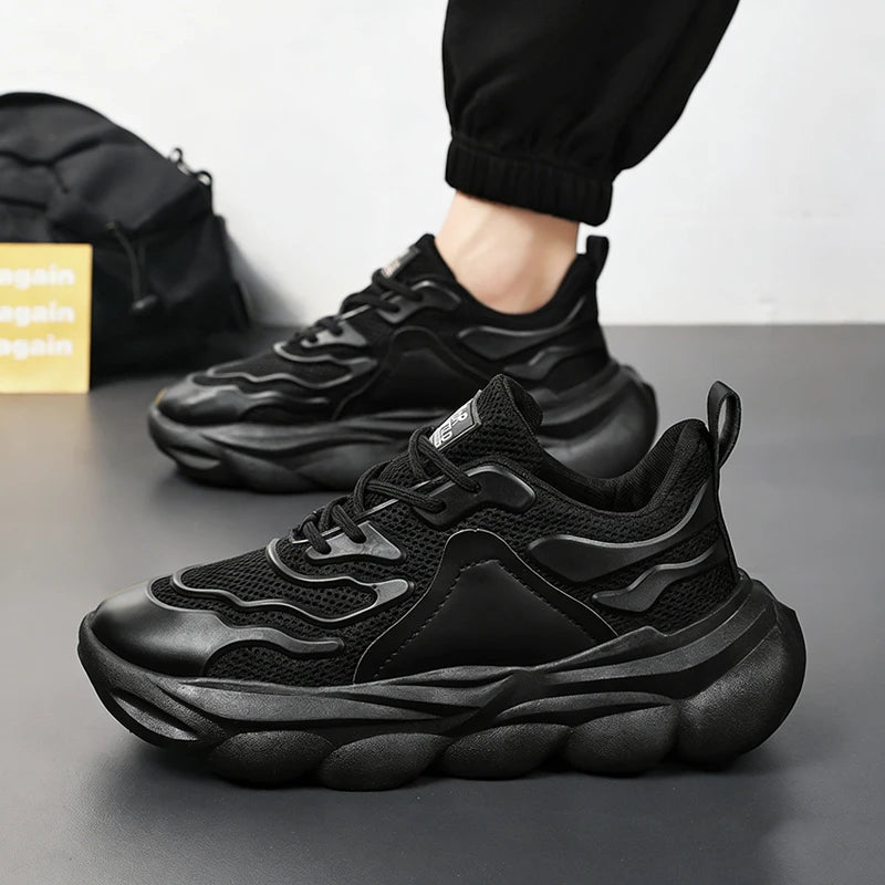 Chunky Sneakers Four Seasons Men's Breathable Lightweight Soft Sole Comfort Outdoor Thick Sole Casual Speed Running Sports Shoes