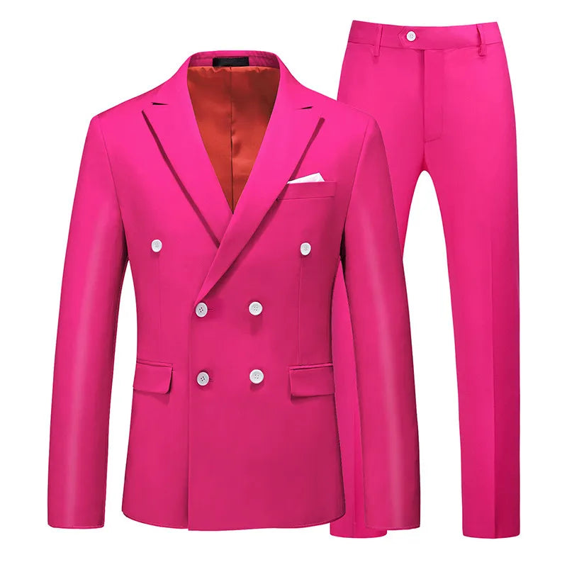 Purple Men's Two-piece Suit,Slim Fit in Asian Sizes,Perfect for Weddings,Parties,and The Office.Red,Blue,Gray,Black,Yellow,Green