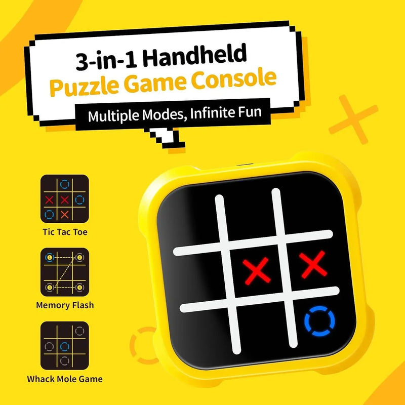 ម៉ាស៊ីនហ្គេម Tic Tac Toe ចល័ត - ល្បែងផ្គុំរូបអេឡិចត្រូនិចសម្រាប់មនុស្សគ្រប់វ័យ ប្រដាប់ក្មេងលេងធ្វើដំណើរជាមួយនឹងការហ្វឹកហាត់ការចងចាំ និងអំណោយ Montessori