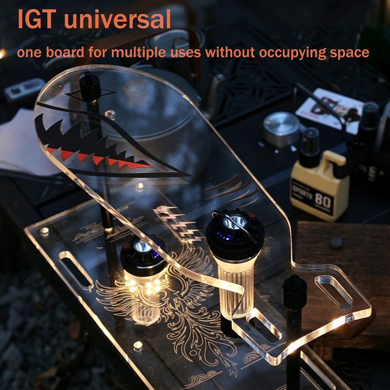 IGT Table 0.5 Unit Acrylic Upper Shark Shelf Transparent Camping Storage Rack Lightweight Atmosphere Light Stand for GZ 38 Lamp